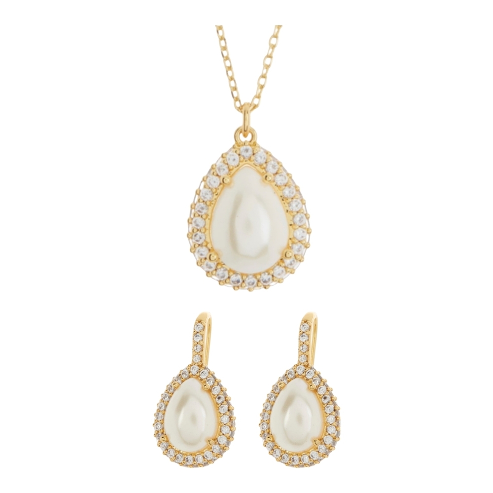 Kate Spade Gold Plate And Pearl Necklace Set